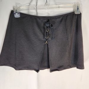 J Valdi Black Textured Grommet Lace Elastic Waist Swim Suit Cover Up Size Small